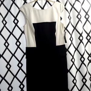 🎈NWT | CHAPS Black & White Peplum Dress-Size 12 🎈